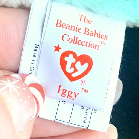 1997 4038 Iggy Iguana Incorrect Rainbow Tie-Dye Plush Ty Beanie Baby MWMT - Picture 9 of 12